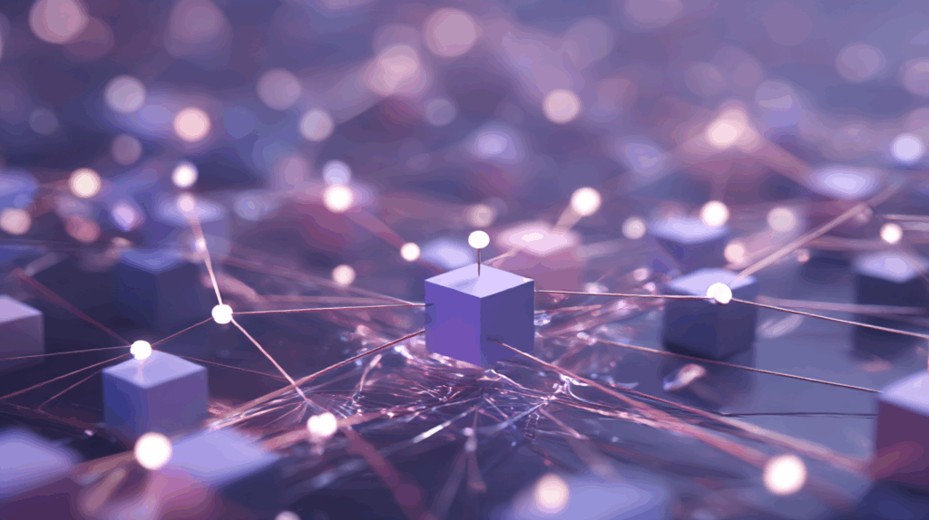 Abstraktes 3D-Netzwerk mit zentralem Fokuspunkt als Symbol für strategische Klarheit und digitale Entscheidungsstruktur