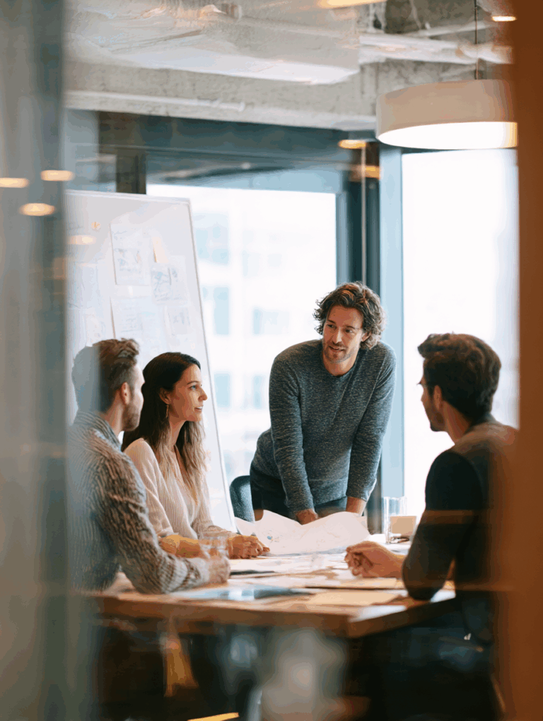 Strategieberatung im Teamsetting – Workshop-Situation mit Fokus auf Zusammenarbeit, Führung und Strukturentwicklung.