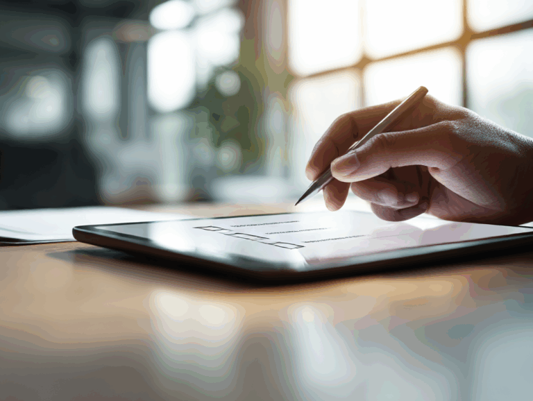 Funnel-KPI-Checkliste auf Tablet – Leadqualifizierung und Conversion-Messung im digitalen B2B-Marketing